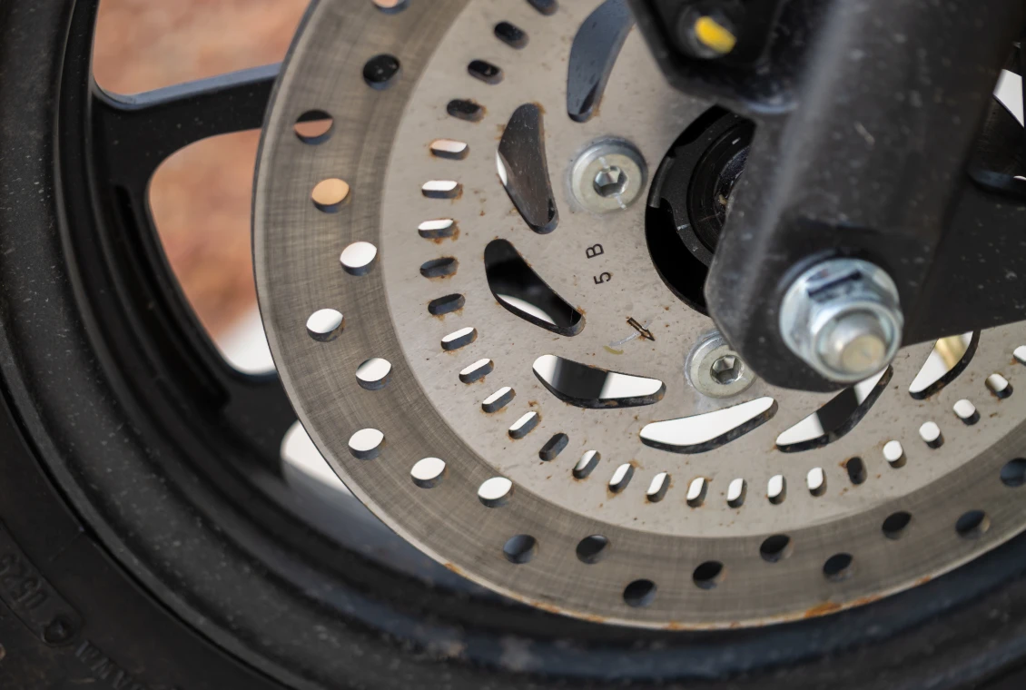 Detailed view of bike brake disc